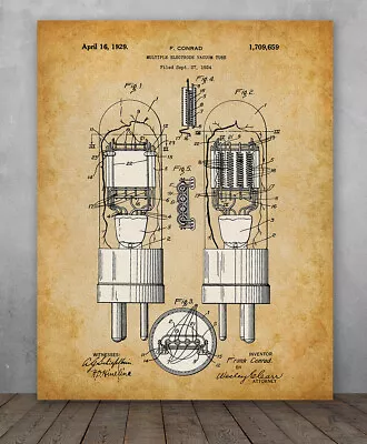 $28.99 • Buy Poster - Vacuum Tube Patent - Choose Unframed Poster Or Canvas