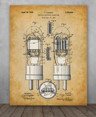 $28.99 • Buy Poster - Vacuum Tube Patent - Choose Unframed Poster Or Canvas