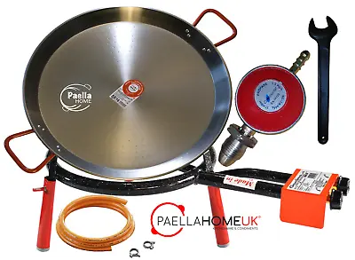 38cm Polished Paella Pan + 20cm 1 Ring Gas Burner + Propane Regulator + Legs Set • £81.39