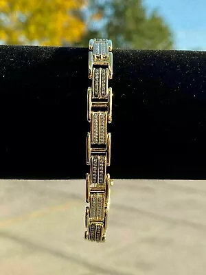 7Ct Round Cut Lab Created Diamond Bracelet For Men's 14K Yellow Gold Plated • $181.49