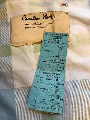 Canadian Pacific Railway Tickets Winnipeg Montreal In Original Envelope Vintage • £15.99