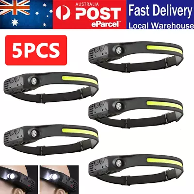 Waterproof COB LED Motion Sensor Head Torch Headlight USB Rechargeable Headlamp • $10.99