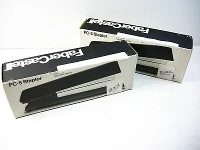 Vintage Faber Castell Stapler FC5 Desk Black Stapler Sweden Qty 2 New In Box  • $69.22