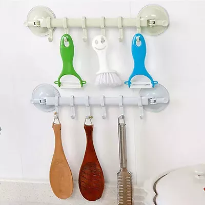 Adjustable Hook Shelf With Double Suction Cup Kitchen Bathroom Accessories • $6.85