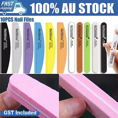 10PCS Double Sided 100/120/180/240 Grit Nail Files Emery Boards Nail Salon Tool • $5.99