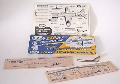 ZIP JET Toy Flying Airplane Balsa Wood 1950s W Box & Instruction Guillow VIntage • $127.82