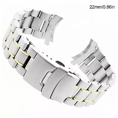 Universal 18/20/22/24mm Solid Bracelet Stainless Steel Metal Watch Band Strap • £9.99