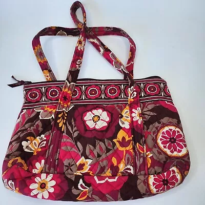 Vera Bradley Lisa B Carnaby Marron Pink Orange Floral Hobo Shoulder Bag Purse • $9.99