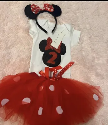 Dress Size 2t Baby New Minnie Mouse Dress Headband Ears Tutu Birthday • $13.99