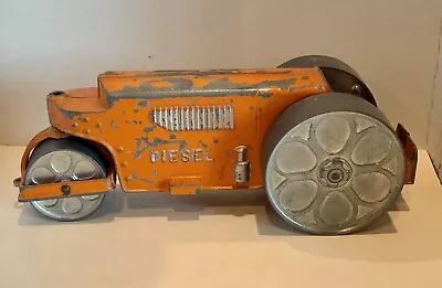 Vintage Hubley Kiddie Toy 10”Diesel Steam Roller 480 Cast Aluminum Solid Wheels • $39