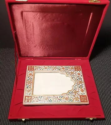 Vintage Jaipur/Rajasthan Marble In Pure Gold Leaf Inlay Standing Picture Frame • $49.88