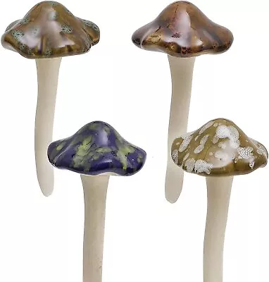 £6.95 • Buy 4pc Garden Ornaments Ceramic Fairy Garden Decoration Mushrooms Statue Magical