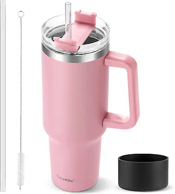 40oz Insulated Stainless Steel Travel Mug Tumbler With Handle & Straw For 34hrs • $22.99