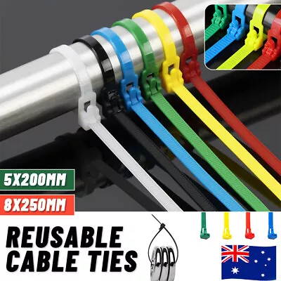 Up To 100X Cable Ties Zip Nylon Plastic Releasable Reusable Wraps Ratchet Wire • $7.68