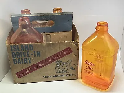 Vtg Dairy-ISLAND DRIVE IN Curly’s Portland OR Advertising Milk Bottle Carrier • $29.50