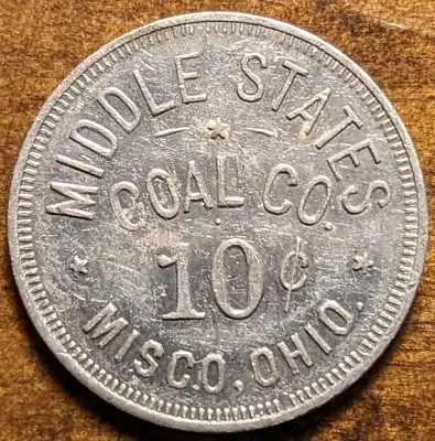 Misco Ohio OH Middle States Coal Co. Scrip 10¢ R10 Rare Trade Token • $134.99