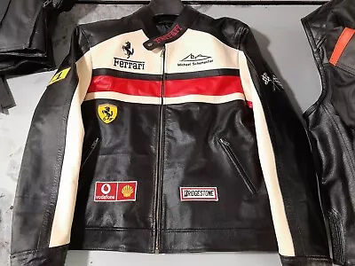 Ferrari F1 Racing Motorcycle Biker Genuine Cowhide Leather Jacket Ferrari Men • $40.66