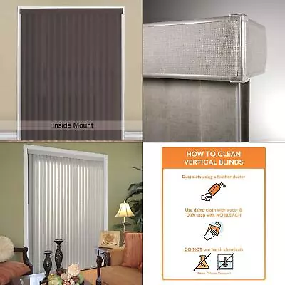 Pearl Gray Cordless Room Darkening Vertical Blinds For Sliding Doors Kit With  • $127.99