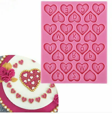 Love Heart Letter Silicone Mould Fondant Cake Decorating Candy Chocolate Mold 3D • £2.59