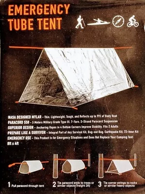 Emergency Survival Tube Tent 8ft X 4ft Mylar • $11.97