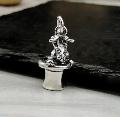 925 Sterling Silver Rabbit In Hat Charm - Magic Trick Magician Charm Jewelry • $17.95