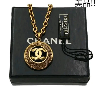 $844.04 • Buy Vintage CHANEL CC Logo Gold Round Chain Necklace Used From Japan