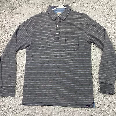 Faherty Polo Shirt Long Sleeve Mens Medium Striped Cotton Casual Pocket *Stain • $9.99