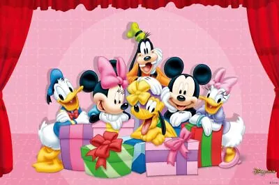 Mickey Mouse Red STAGE Backdrop Kids Birthday Party Photo Background Banner • $11.75