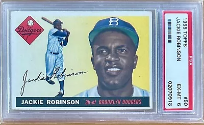 1955 Topps #50 Jackie Robinson PSA 6 EX Mint Brooklyn Dodgers • $1499.99