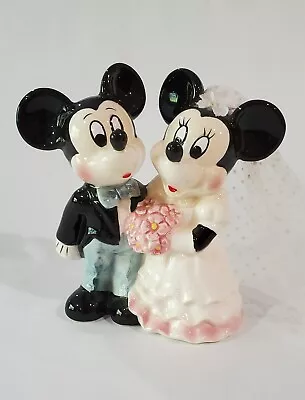 Mickey And Minnie Mouse Wedding Ceramic Cake Topper • $24.99