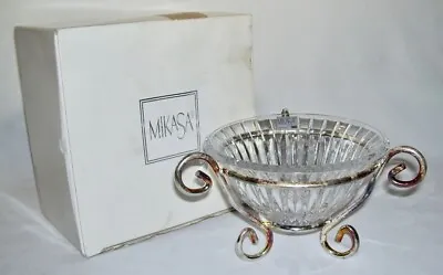 MIKASA ~ Early 6  BOWL W/SILVERPLATE STAND & Box (Tiara 16 Oz.) NICE! • $34