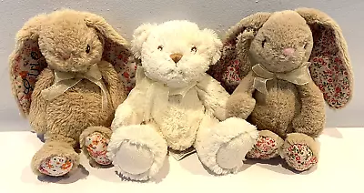 Interflora Bailey Cream Teddy Bear 6''/15cm & 2 Bunny Rabbits Soft Toys Bundle • £6.99