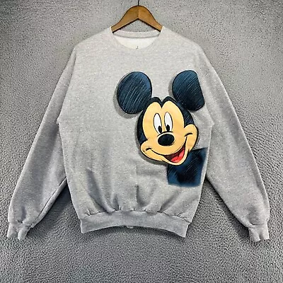 Disney Mickey Mouse Sweatshirt Men's Medium Big Graphic Double Sided Crewneck • $23.06