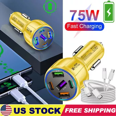 5 Port 75W USB-C PD Fast Car Charger Type C Cable For Motorola Razr 40 Ultra 40 • $10.59