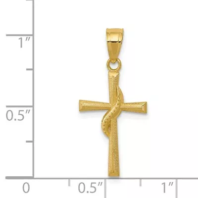 14k Yellow Gold Polished & Textured Methodist Cross Charm Pendant 0.99 Inch • $70.14