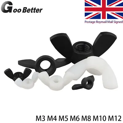 £3.07 • Buy M3 M4 M5 M6 M8 M10 M12 Black/White Nylon Butterfly Wing Nuts For Screws Bolts UK