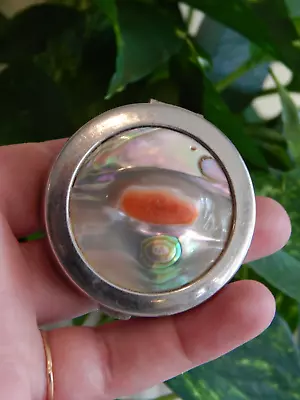 PATENT 1923 Mother Of Pearl - Abalone Shell - Mirror Makeup Powder Compact TF481 • $45