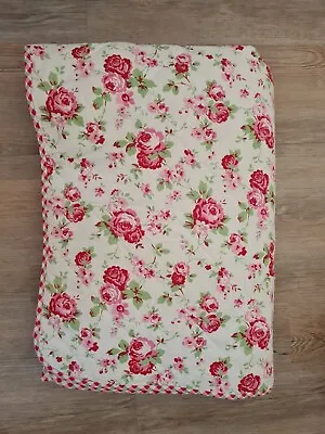 Cath Kidston Rosali Ikea White Pink Quilted Bedspread Blanket Double Floral   • £99.50