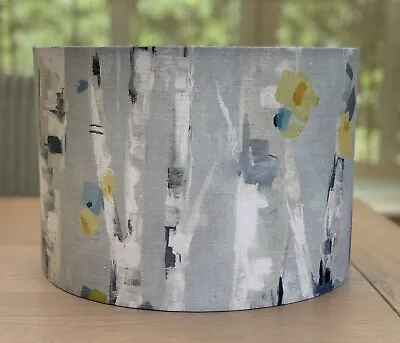 Grey Tree Voyage Lamp Shade Hopea Fabric Watercolour Birch Teal Yellow Lampshade • £29
