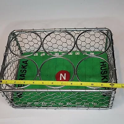 Metal Carrier Caddy 6 Glass Milk Oil Bottles Thick Wire Basket Dairy-Nebraska • $29.99