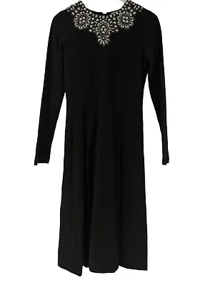 Needle & Thread Black And Silver Hand Embellished Long Sleeves Dress UK 10 US 6 • £99