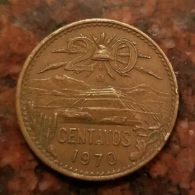 1970 Mexico 20 Centavos Coin - Type 2 National Emblem - Bronze - #a3165 • $1.79