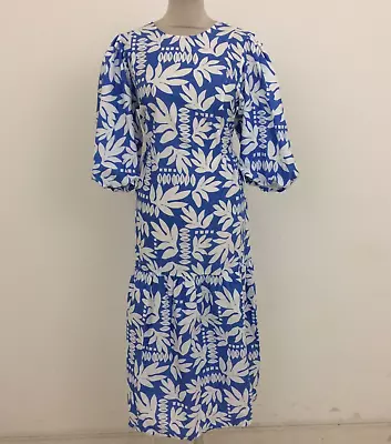 M&S Collection Women's Dress Size 12 Blue Mix Repeat Pattern Half Sleeve Used F1 • £9.99