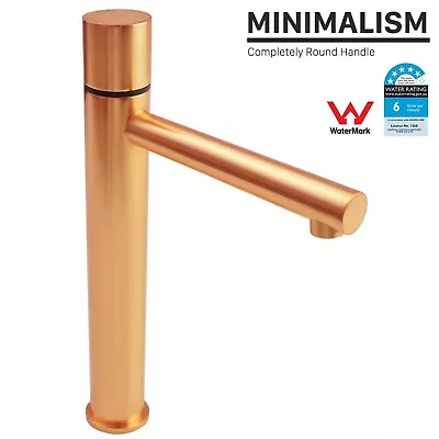 Round Brushed Rose Gold Bathroom Tall Basin Mixer Tap Knob Sink Vanity Faucet • $166.75