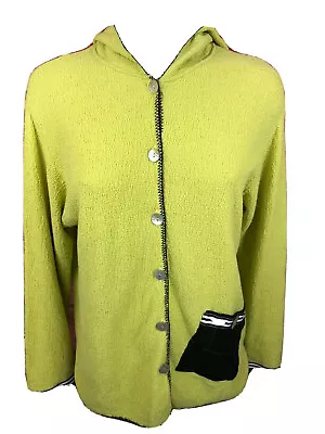 Margaret Winters Hoodie Women's Small Green Cardigan Sweater  Buttons B33 • $24.95