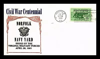 Us Cover Civil War Centennial Norfolk Navy Yard Thermographed Cachet • $0.01