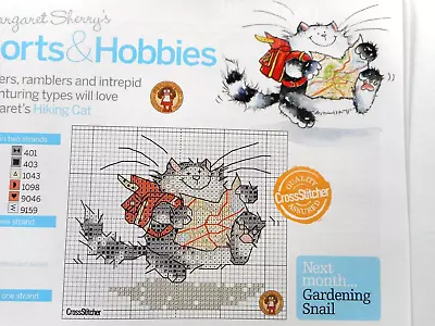 Margaret Sherry Hiking Cat. 1 Page Cross Stitch Chart. For Charity 🎁 • £1.30