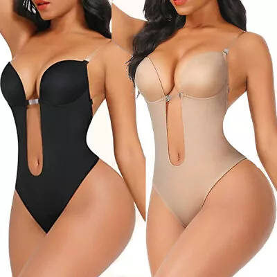 £15.59 • Buy Women U Plunge Shapewear Deep V Bodysuit Body Shaper Wedding Bra Dress Backless