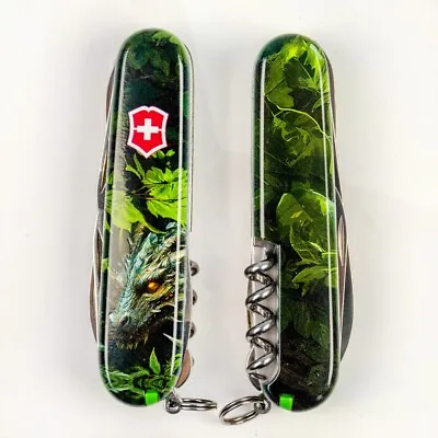 Victorinox Huntsman Swiss Army Knife Green Wood Dragon Special Edition • $64.82