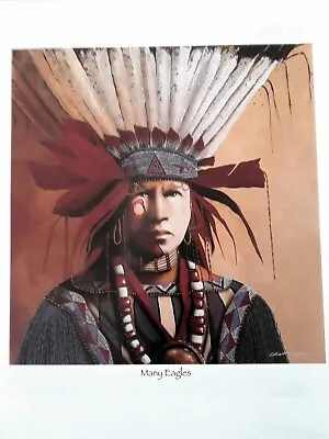J.D.Challenger Art Print-- MANY EAGLES --Native American Western 9x11 • $9.99